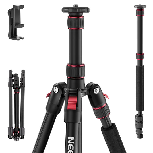 Monopied NEEWER Basics TP15 pentru cameră, 68 inchi, metal, suport portabil de călătorie DSLR, suport pentru telefon mobil, compatibil cu iPhone pentru film și video, cap sferic neinclus