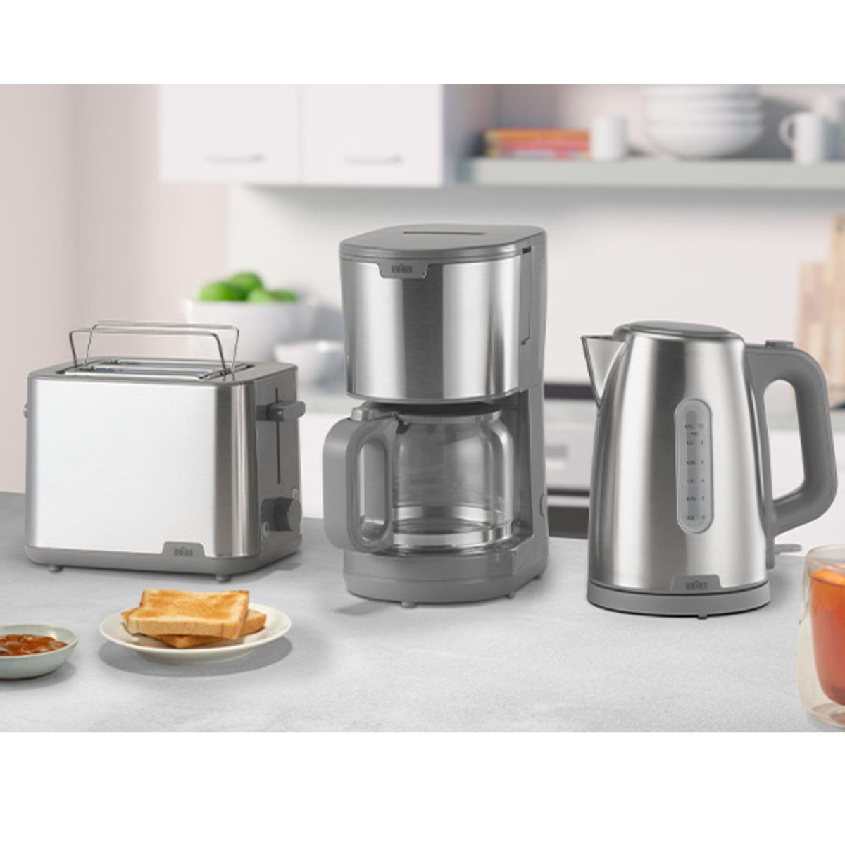 Mașină de cafea Braun PurShine KF1500GY, mașină de cafea cu filtru, cu carafă din sticlă și sistem OptiBrew, funcție anti-picurare, oprire automată de siguranță, capacitate de 10 cești, 1000W, gri.