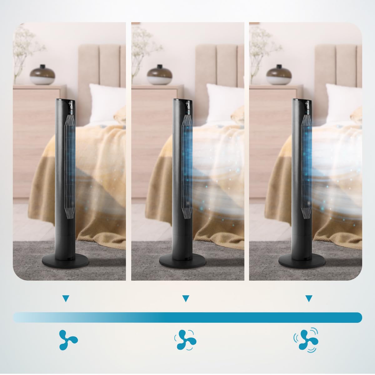 Cecotec tower fans EnergySilence 8150 Skyline, 1 height 42", 55W, remote control, LED screen, 3 speeds, 80º oscillation, black - 08202