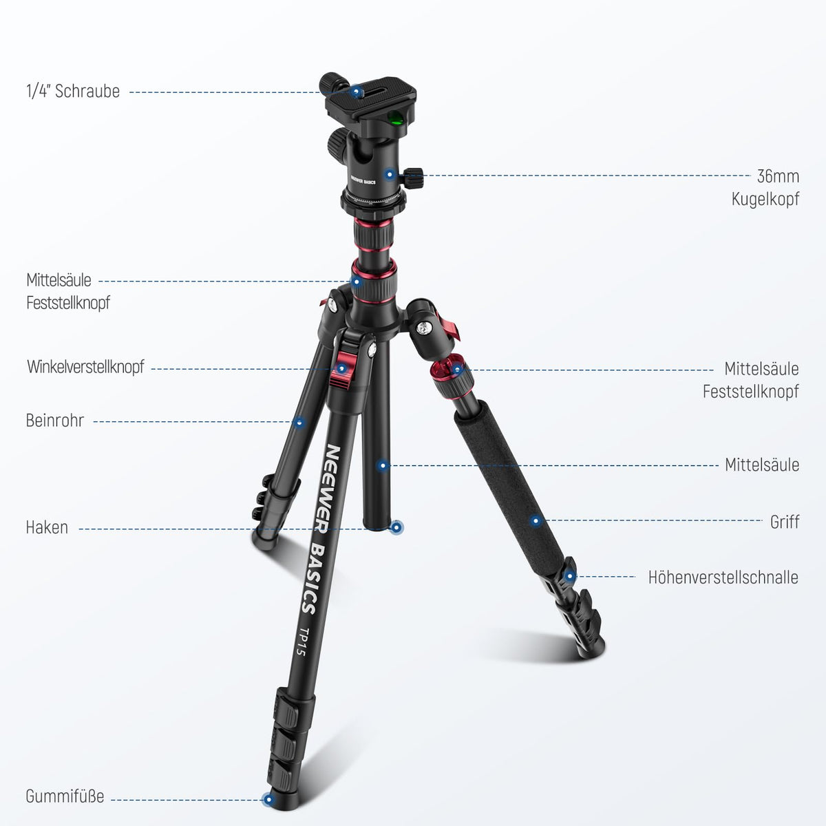 NEEWER Basics Camera Tripod Monopod, 71" Aluminum, Heavy Duty Portable Travel DSLR Phone Holder with 360° Ball Head Phone Holder Compatible with iPhone for Video Recording, TP15