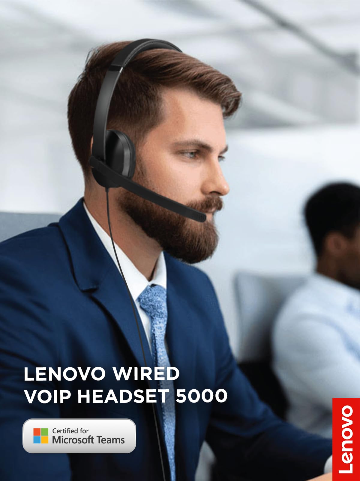 Lenovo 5000 - Cască - Pe ureche - cablu - USB-C - Negru - Certificat pentru Microsoft Teams - 4XD1R88995
