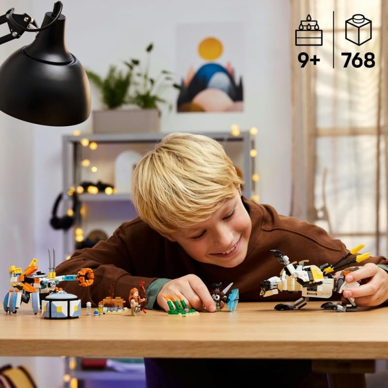 LEGO Horizon Adventures Aloy and Varl vs. Panzerwanderer and Sawtooth, toy with monster machines and minifigures, collectible playset for video game fans, boys and girls aged 9 and up 77037