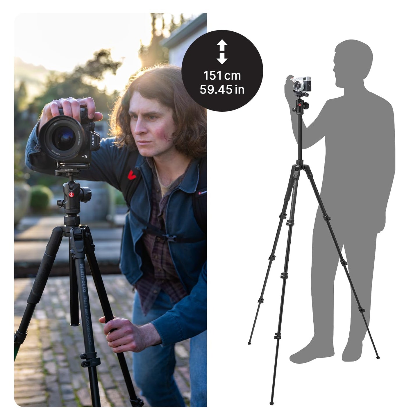 Manfrotto Befree Advanced AS Camera Tripod Lever Lock Compatible with Arca-Swiss Portable Compact Travel Tripod Set Ball Head Aluminum Tripod for DSLR Mirrorless Cameras Camera Accessories - MKBFRLA4FB-BH