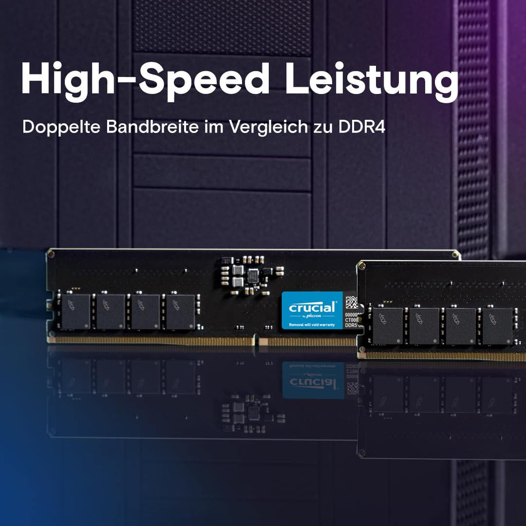 Crucial DDR5 RAM 16GB 5600MHz, PC Computer Memory, (also 5200MHz / 4800MHz) CL46 - CT16G56C46U5