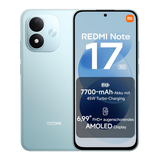 Xiaomi REDMI Note 17 5G, Smartphone 6+128 GB, Sky Teal, 7700 mAh Akku