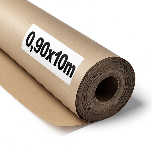 OFITURIA natural brown kraft paper 70 g/m² - roll 0.90x10 m - pack of 6 rolls - recycled paper for packaging, crafts and decoration - tear-resistant - suitable for acrylic and oil paints - COM620