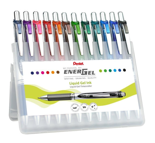 Pentel EnerGel XM BL77 gel pen with pressure mechanism, (12 pieces - assorted colors) - BL77-12