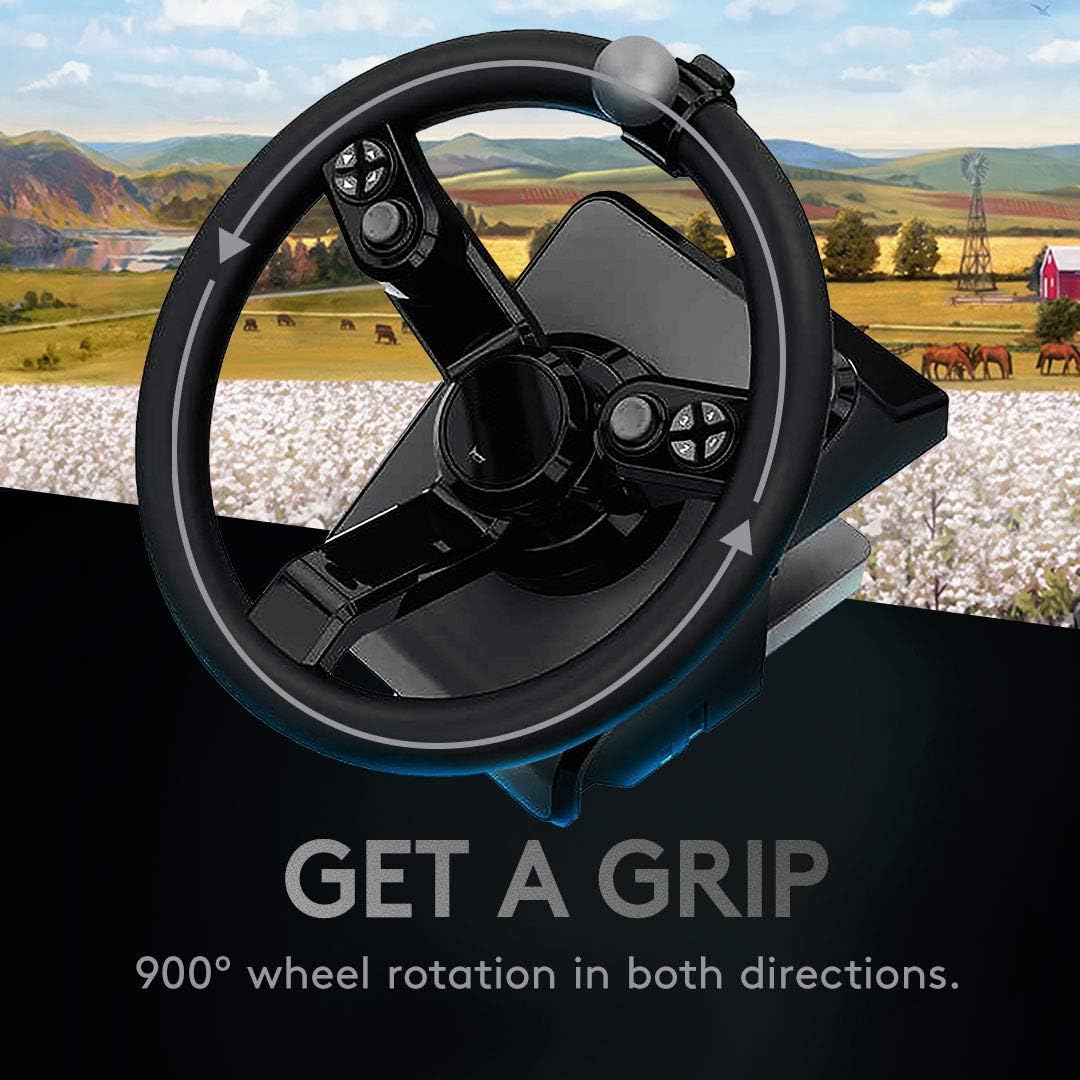 Logitech G Saitek Farm Sim Controller, Farming Simulator Bundle consisting of steering wheel, control console, gas and brake pedals, 900° steering range, 38+ buttons, USB port, PC/Mac - black - 945-000063