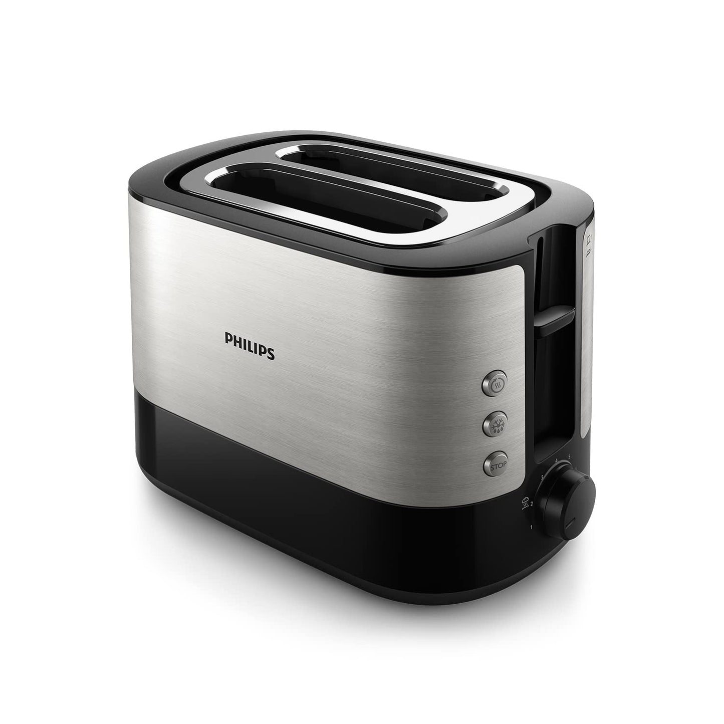 Philips toaster - 2 toast slots, 7 levels, bun attachment, defrost function, automatic switch-off, lift function, black (HD2637/90)