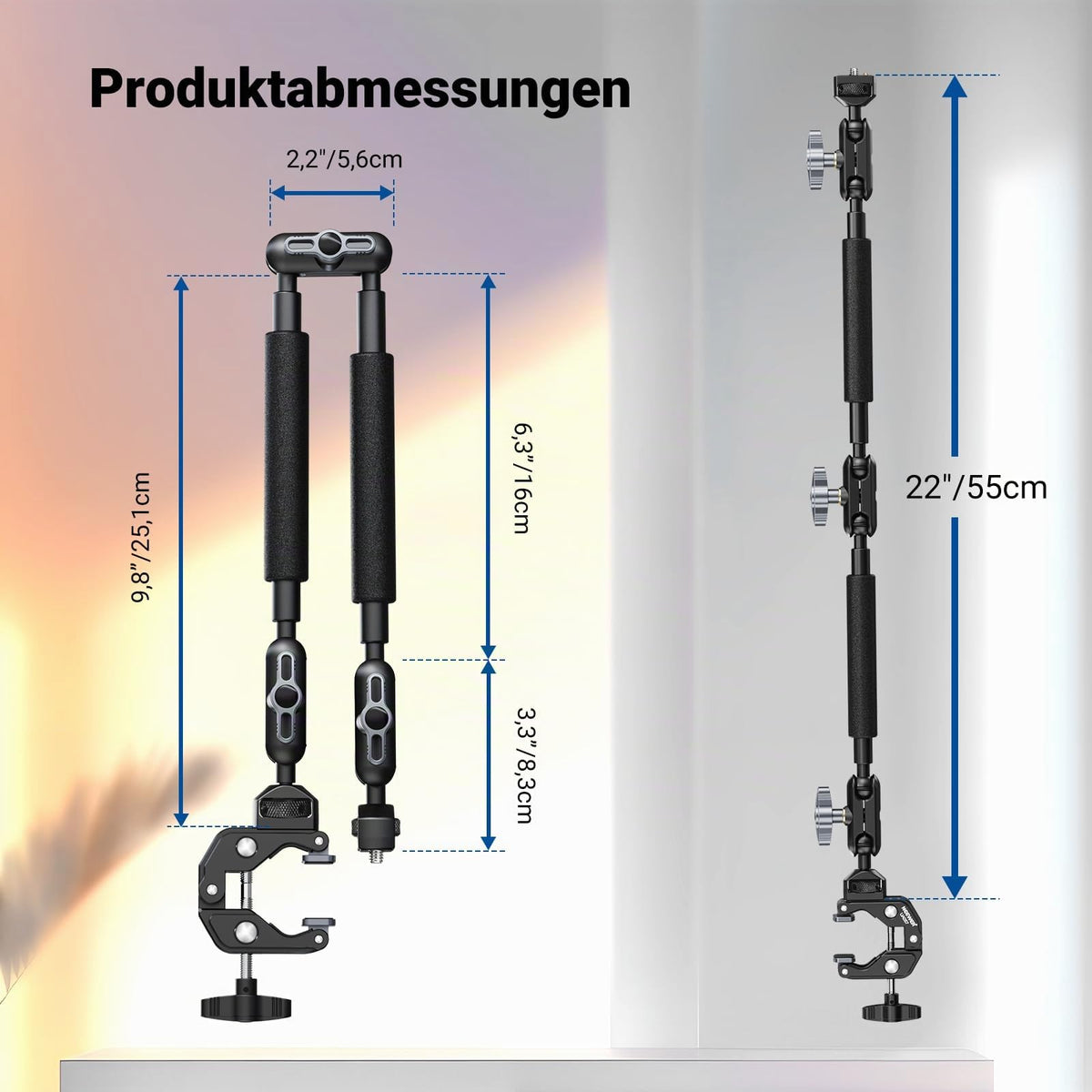 NEEWER 22" Magic Arm with Table C Clamp, Overhead Camera Mount, UA057