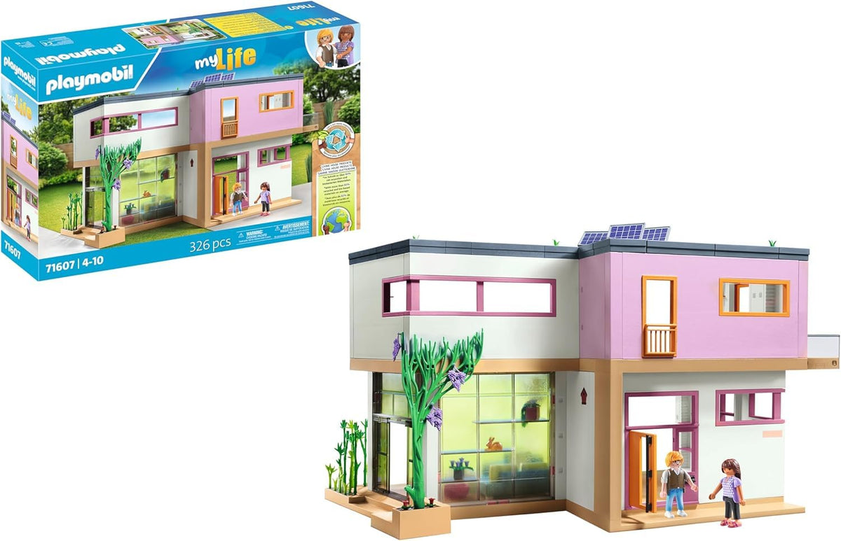 PLAYMOBIL MyLife 71607 house with winter garden, including two figures and a sticker sheet, made from over 80% recycled and bio-based materials, a variety of toys for children aged 4 and over