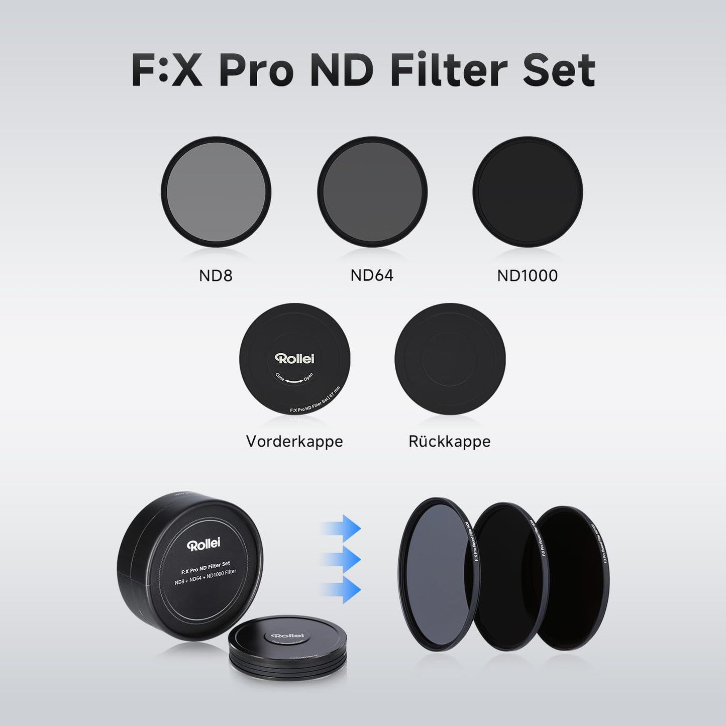 Rollei F:X Pro ND filter set 72mm neutral density filter set ND8+ND64+ND1000 - 26380