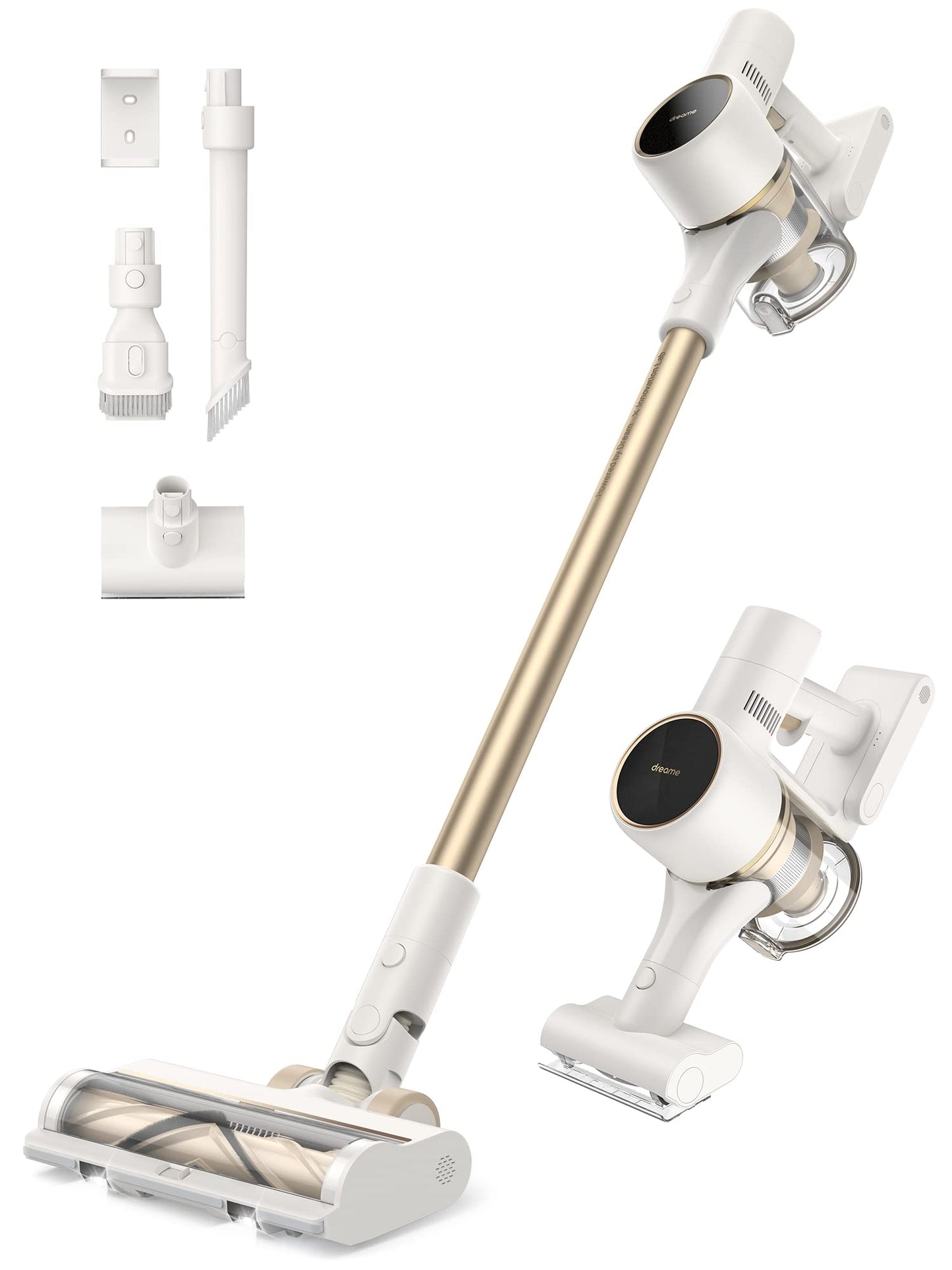 dreame R10 cordless vacuum cleaner, 20,000 PA / 120AW strong suction power, wireless vacuum cleaner, 60 min running time, brush for various surfaces with LED light, ideal for house cleaning, animal hair, carpets - VTV22B