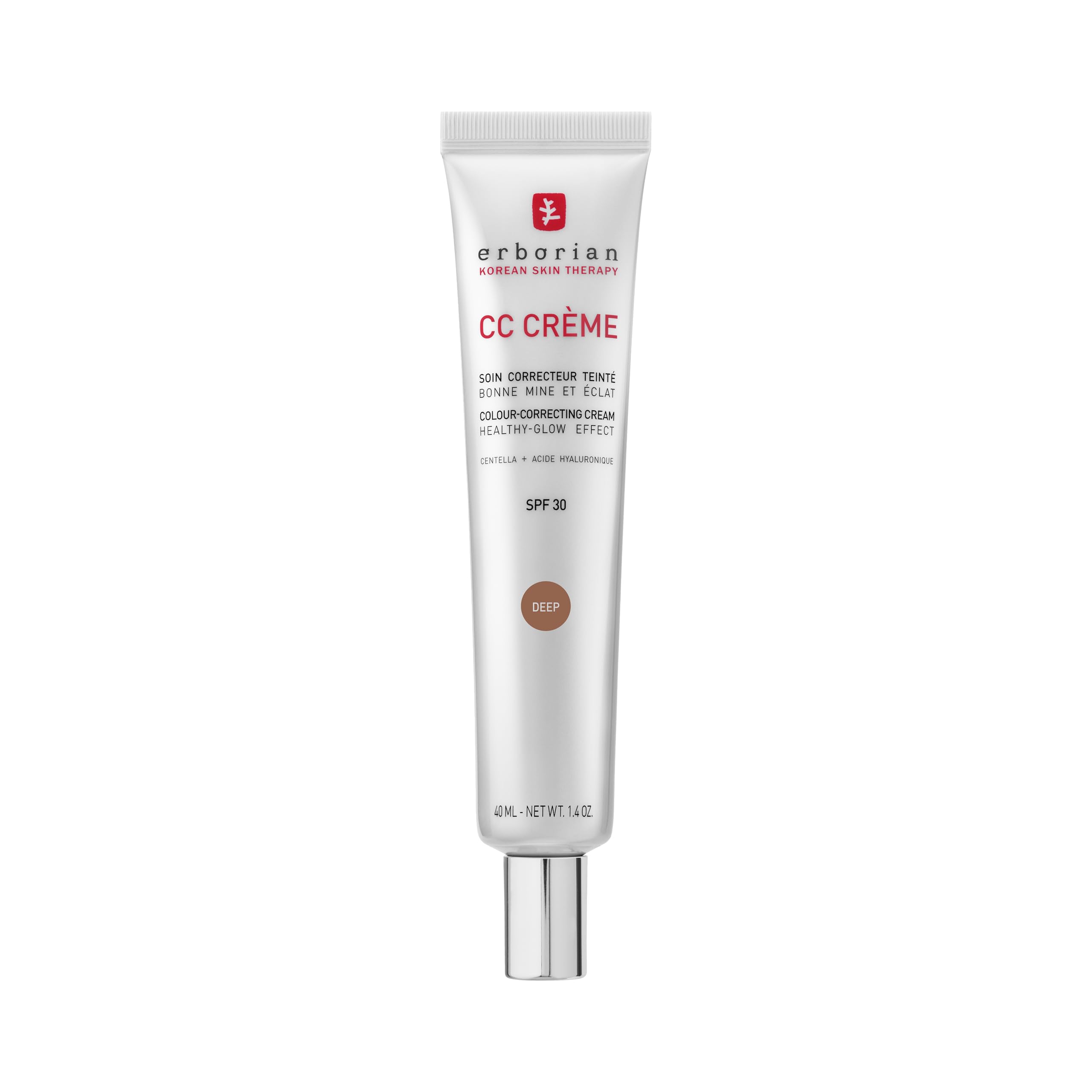 Erborian - CC Crème with Centella Asiatica - High-Definition Illuminating Facial Cream and Make-up - Sun Protection SPF 30 - Korean Cosmetics - Deep 40 ml - 6AA10537