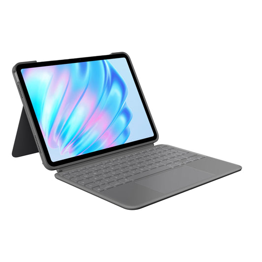 Logitech Combo Touch Keyboard Case for iPad Air 11 inch (M2, M3 and M4), iPad Air (5th Generation) - Detachable Backlit Keyboard and Stand, German QWERTY Layout - Gray - 920-012629