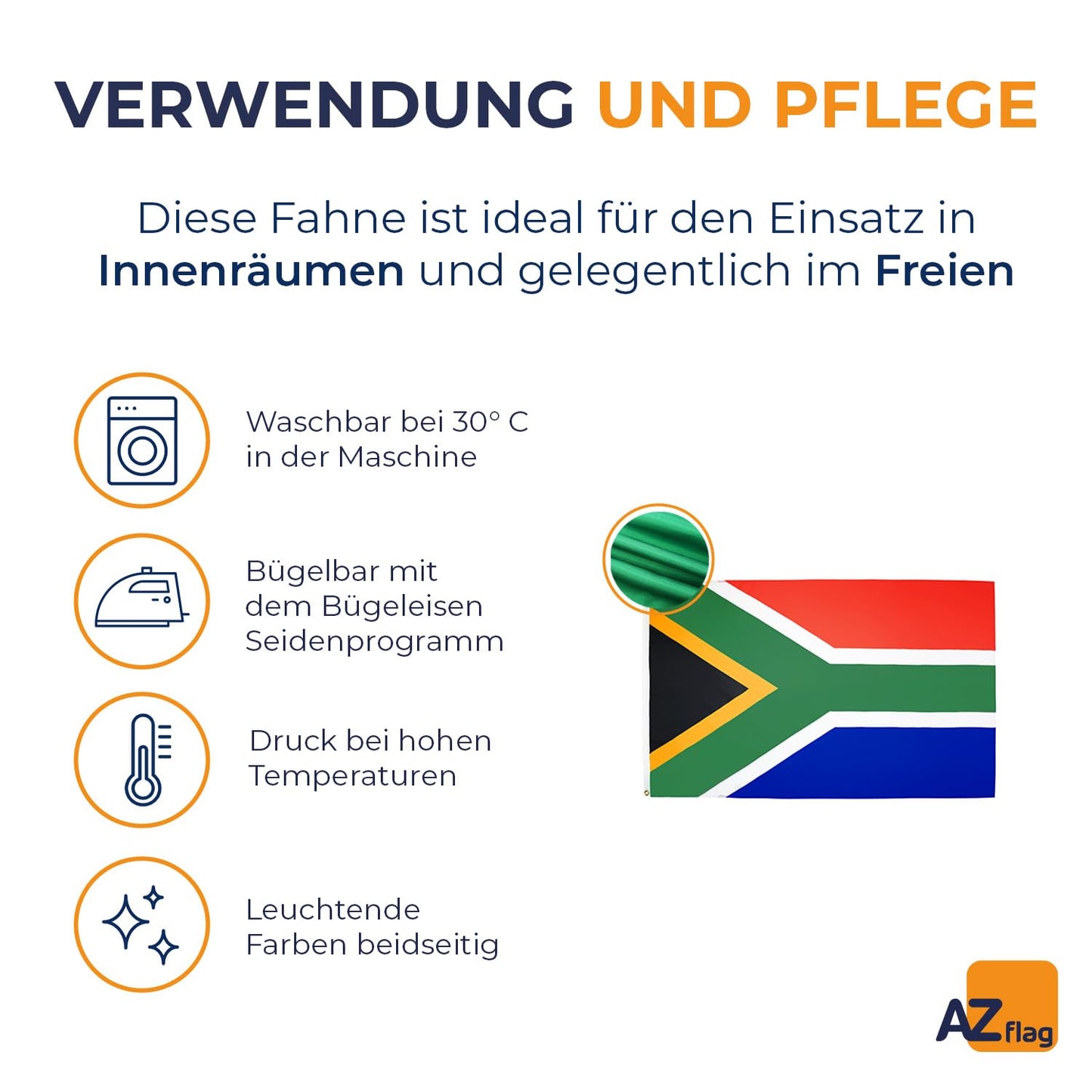 AZ FLAG - South Africa flag - 250x150 cm - Republic of South Africa Large flag 100% polyester with brass eyelets - 300g - K_2