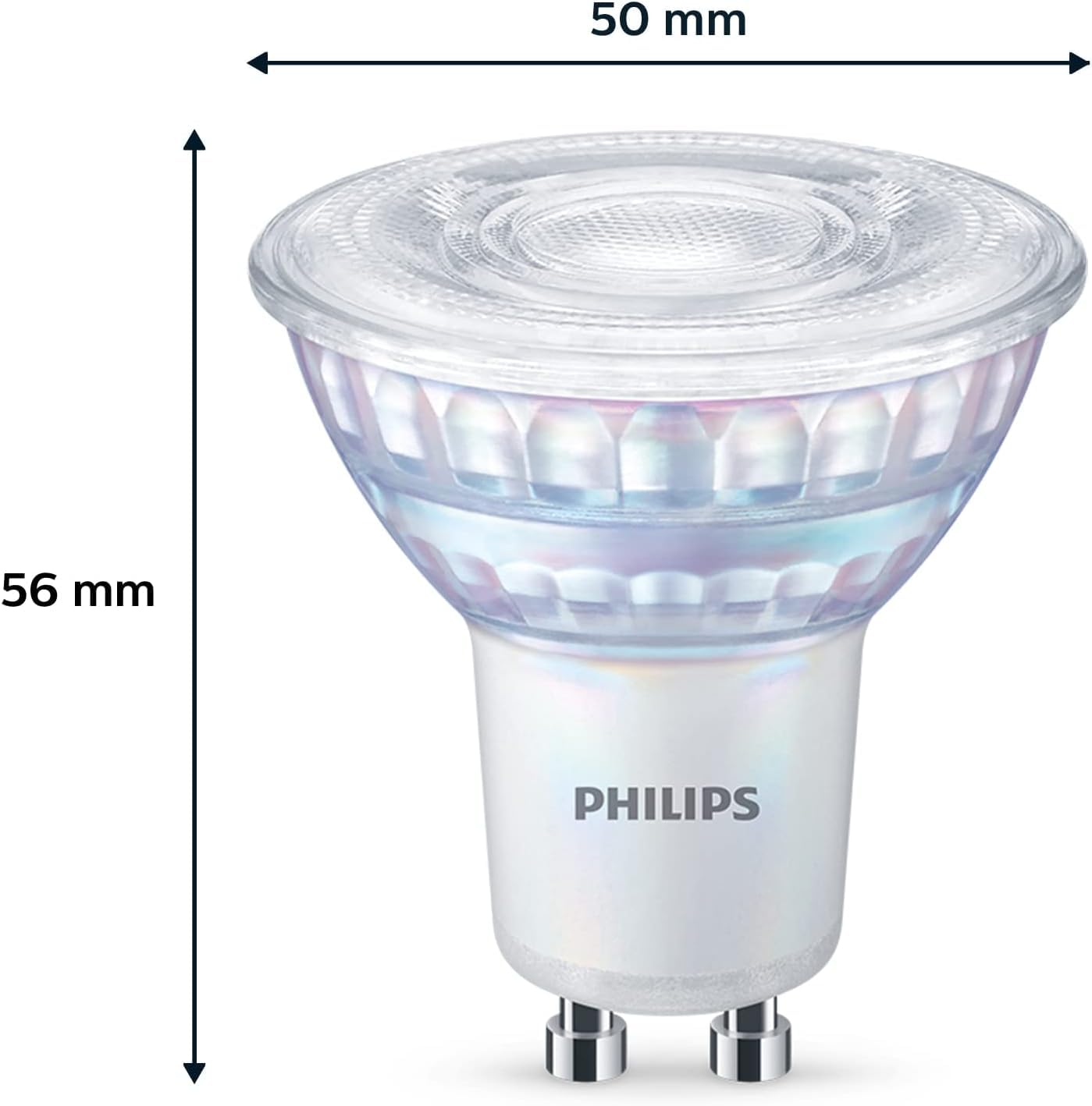 Philips LED Classic GU10 lamps Warm Glow pack of 6 (50 W), dimmable reflector LED spots with warm white light, energy-saving lamps with a long useful life, warm glow dimmable - 929002065798