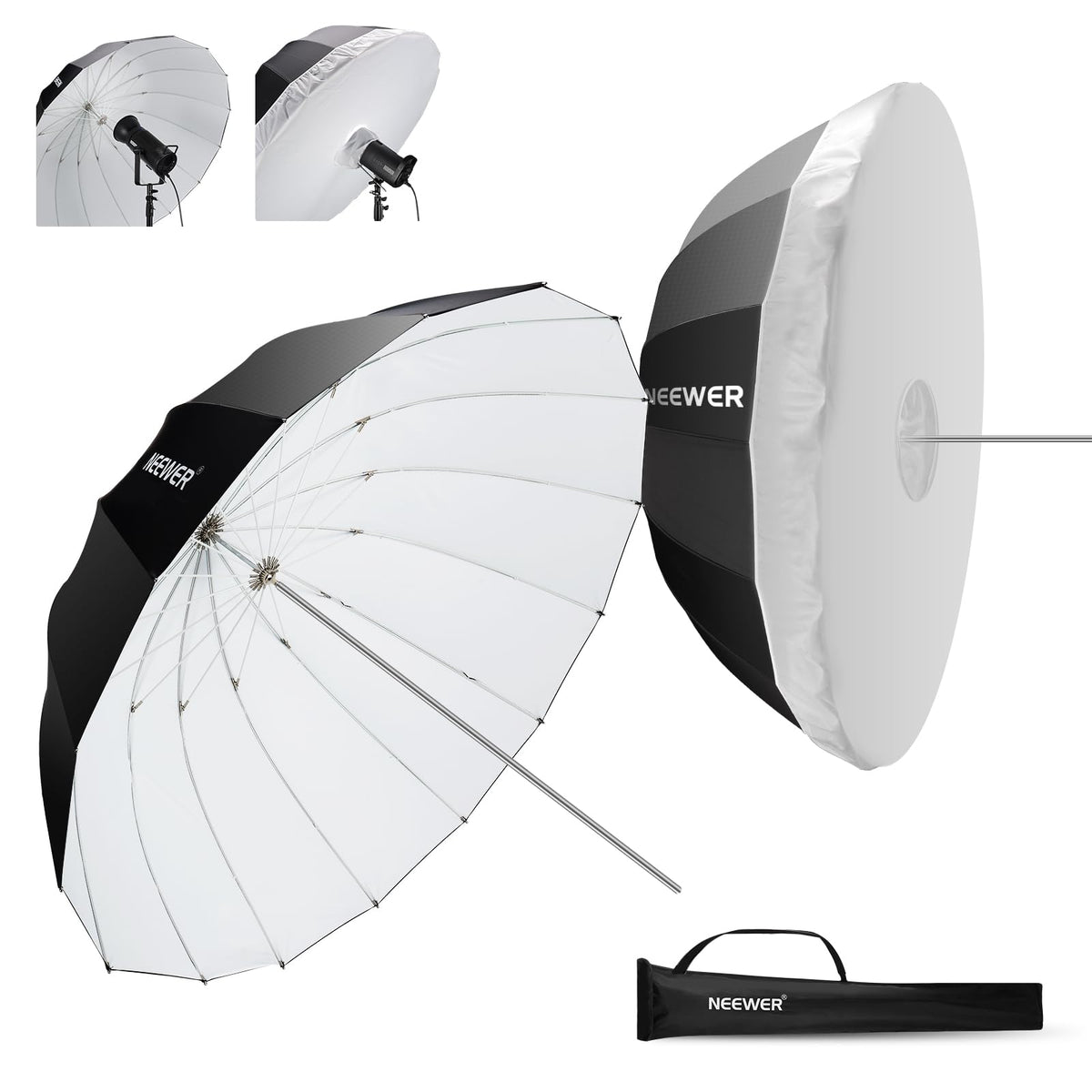NEEWER 71"/180 cm Parabolic Reflective Umbrella Photography with White Interior - NS4U