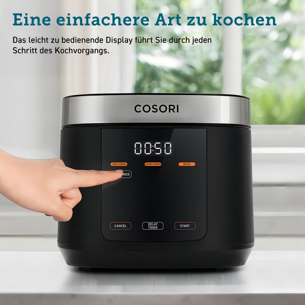 Cosori Reiskocher, Rice Cooker 5 L, Keramikbeschichtung, Fuzzy-Logik - CRC-R501-KEU