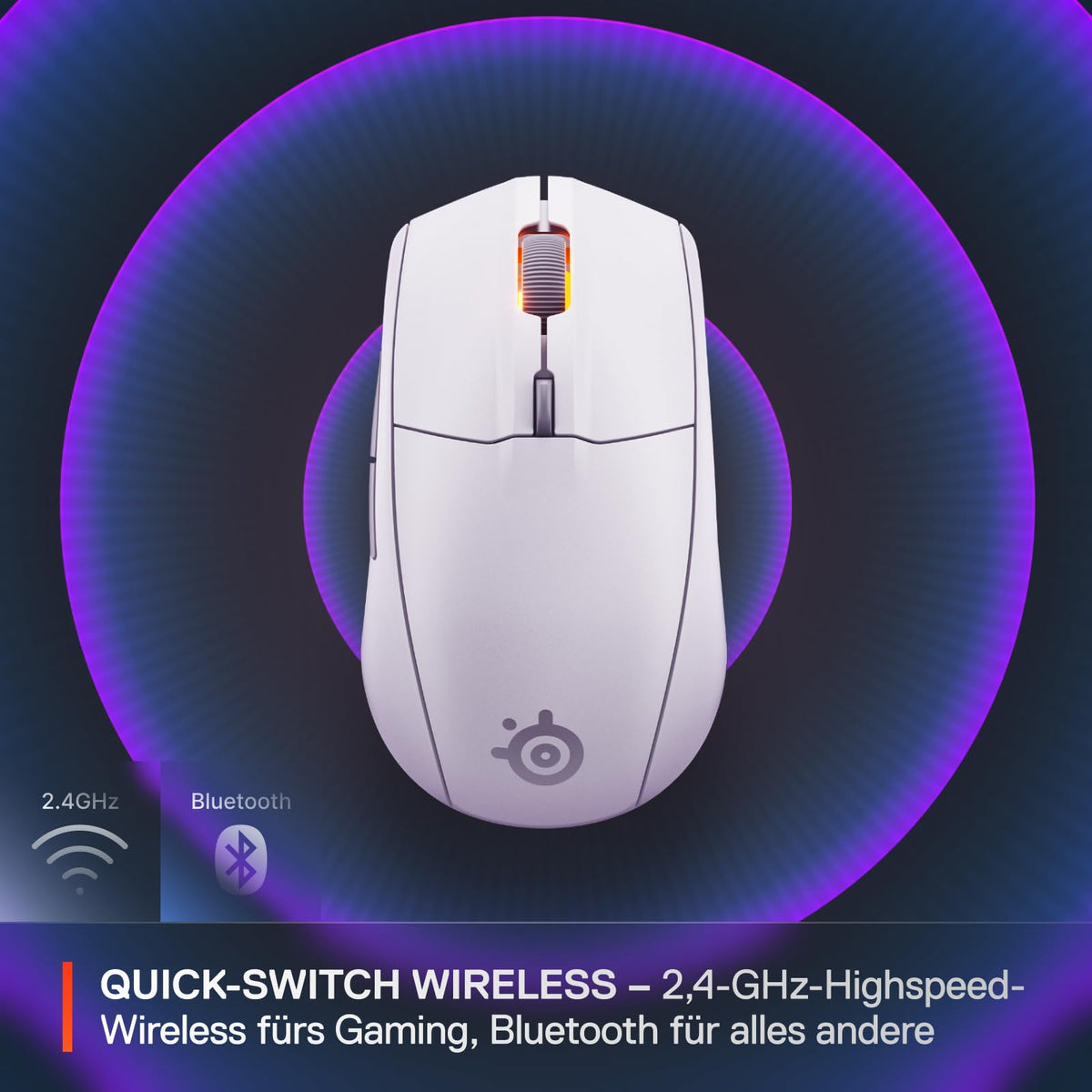 SteelSeries Rival 3 Wireless Gen 2 Gaming Mouse – 2.4 GHz and Bluetooth – 18,000 DPI TrueMove Air Optical Sensor – 60 Million Clicks Guaranteed – Ultra-Lightweight – PTFE Glide Feet - White - 62524