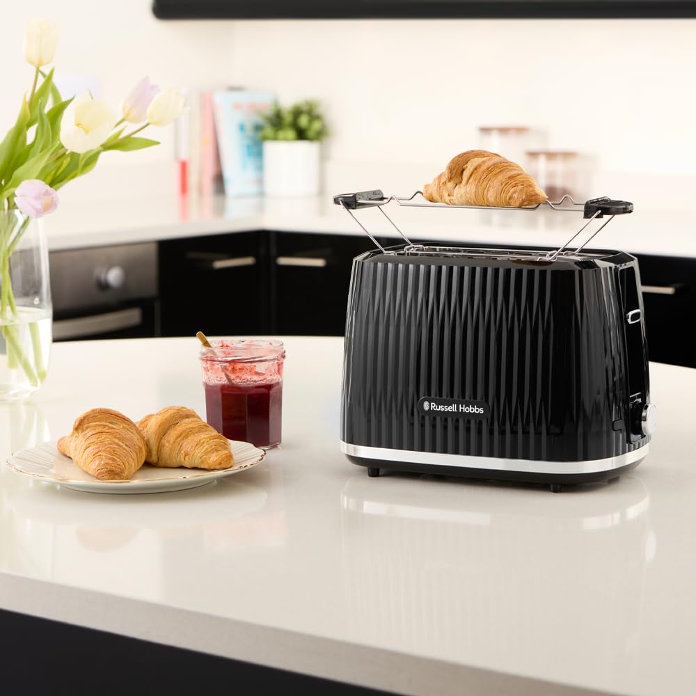 Russell Hobbs Toaster Eden Black, 2-Slice, with Bun Warmer - 27371-56