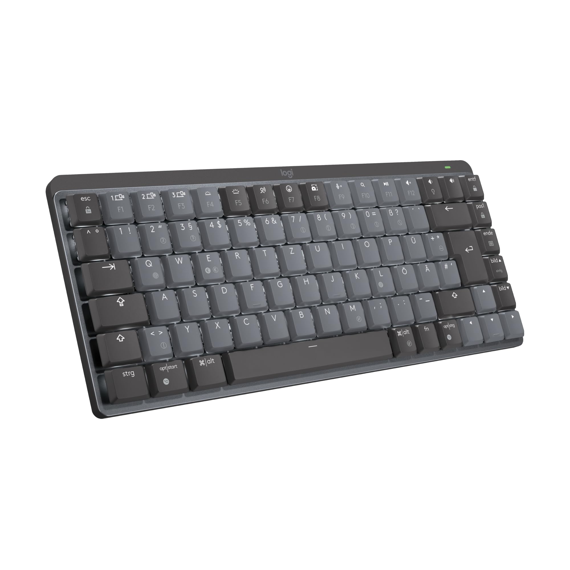 Logitech MX Mechanical Wireless Mini Keyboard with Lighting, Linear Keys, Backlit, Bluetooth, USB-C, macOS, Windows, Linux, Android, Metal, German QWERTY Layout - Graphite - 920-010772