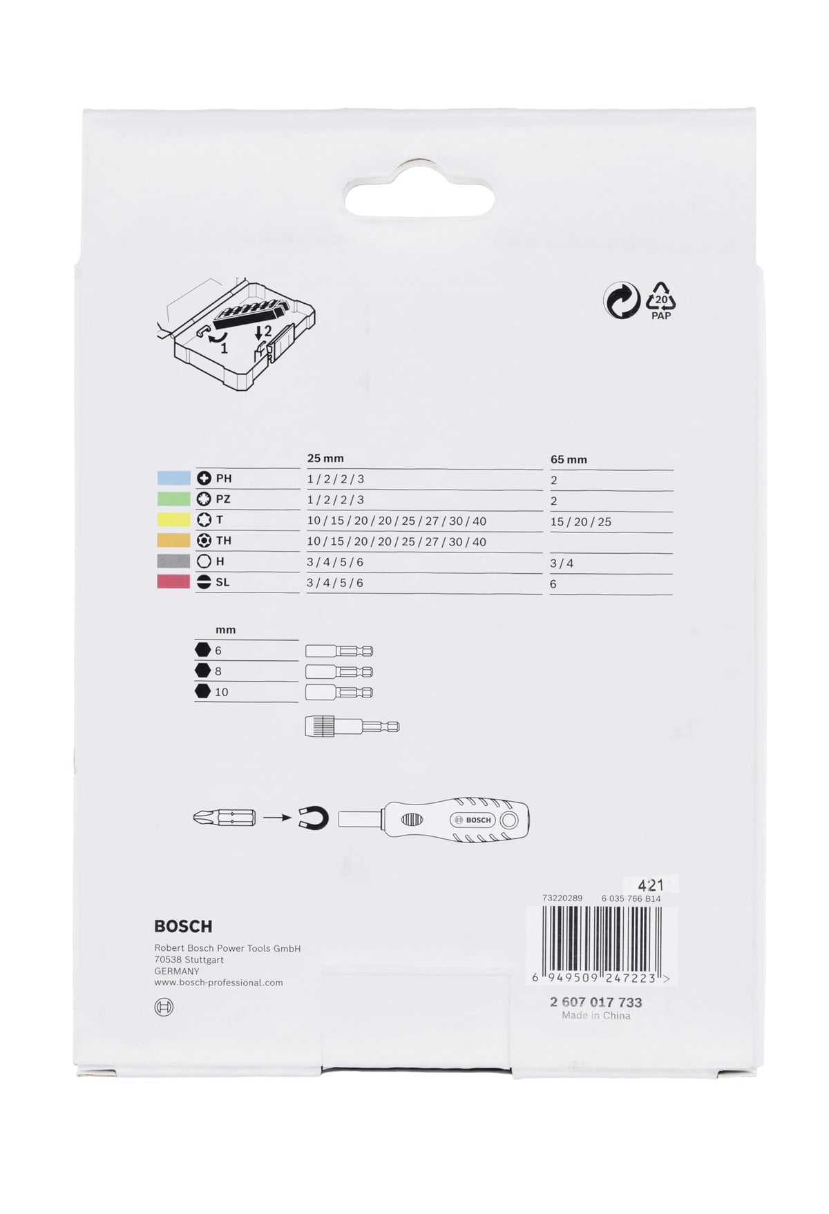 Bosch 45x Extra Hard Screwdriver Bit Set, Extractor, 44+1 pcs - 2607017733