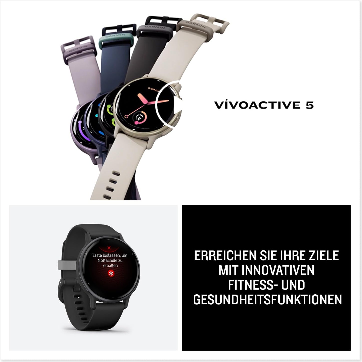 Garmin Vivoactive 5 renewed - AMOLED GPS Smartwatch with fitness and health function, music, (refurbished) - 010-N2862-12