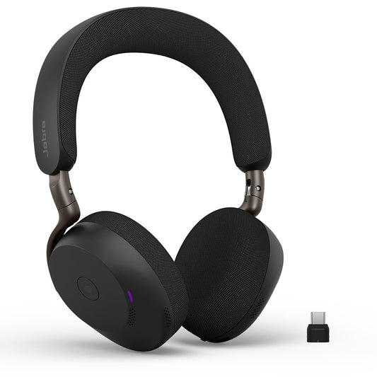Jabra Evolve3 75 on-ear Bluetooth headset wireless with microphone for office, USB-C, AI voice call, advanced active noise cancellation, 22h battery, MS Teams certified, black - 37599-999-899