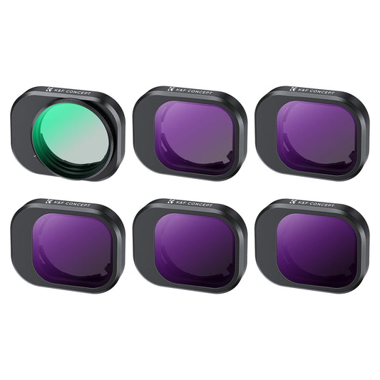 K&F CONCEPT Mini 4 Pro ND filter set, polarizing filter, 6 pieces CPL, ND8, ND16, ND32, ND64, ND128 filters compatible with DJI Mini 4 Pro - SKU.2080