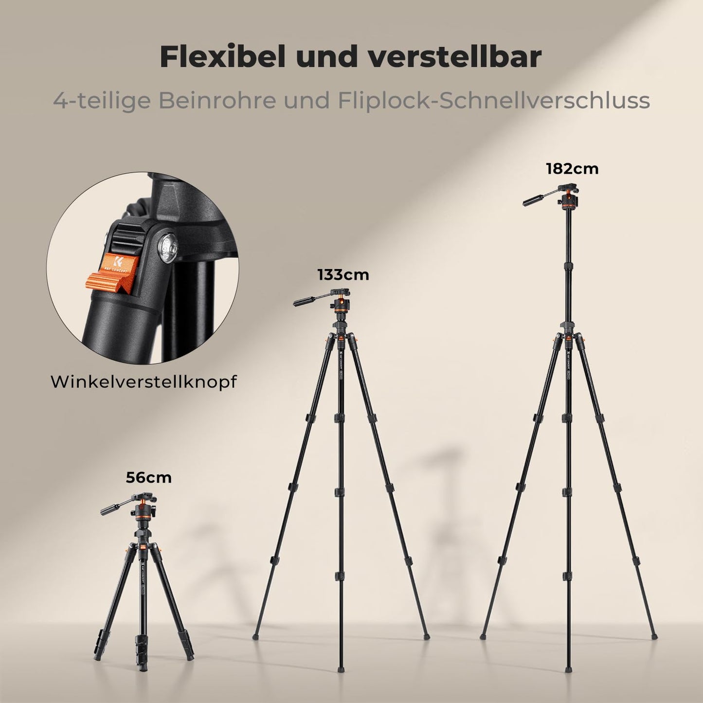 K&F CONCEPT Black 182CM Compact Aluminum Camera Tripod, Portable Travel Video Tripod, Compatible with iPhone, Load Capacity 8KG, Arca-Swiss Ball Head for DSLR and Mirrorless Cameras O234A3+BH-36