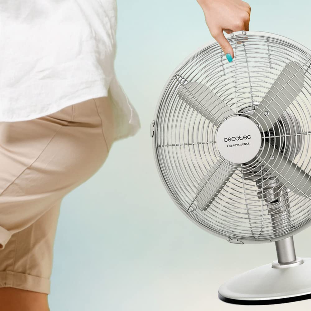 Cecotec table fan EnergySilence 610 SteelDesk. 40W, steel finish, 12" diameter with 4 blades, 3 speeds, oscillation, height adjustable, maximum safety - 08231