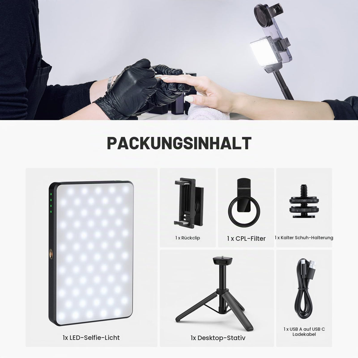NEEWER Basics LED Selfie Tattoo Light compatible with iPhone, BL120B