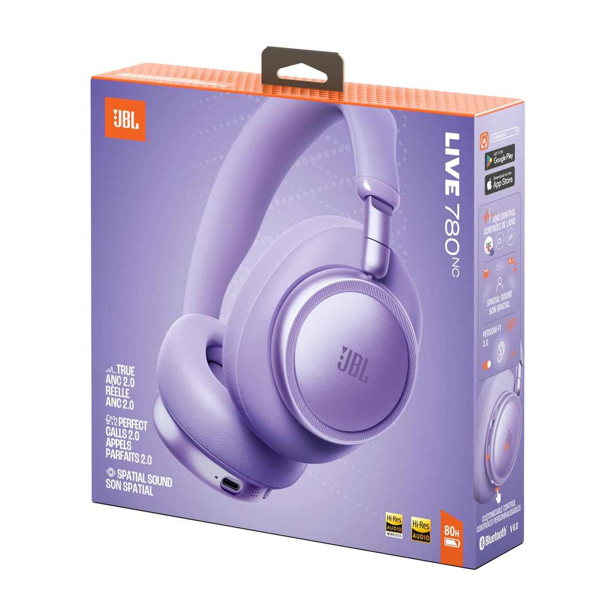JBL Live 780NC Wireless Over-Ear Headphones with Noise Cancelling, Purple - JBLLIVE780NCPUR