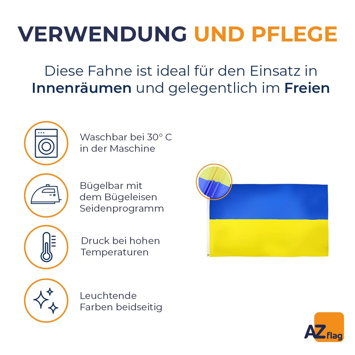 AZ FLAG - Ukraine Flag - 250x150 cm - Large Ukrainian Flag 100% Polyester with Brass Eyelets - 300g - K_214