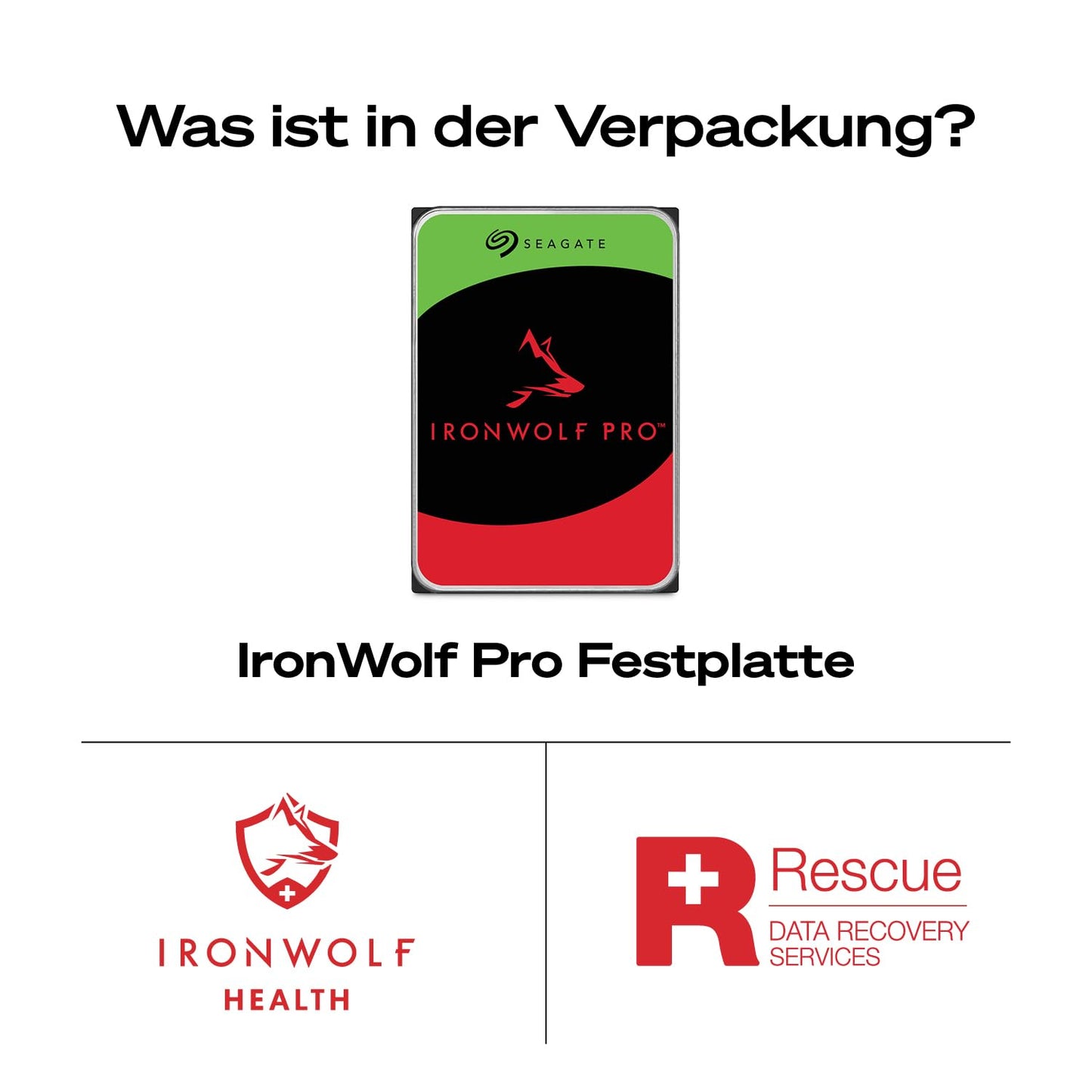 Seagate IronWolf Pro 30TB, NAS internal hard drive, 3.5 inch, 7200 rpm, CMR, 512 MB cache, SATA 6 GB/S, incl. 3 years rescue service, model number: ST30000NTZ11