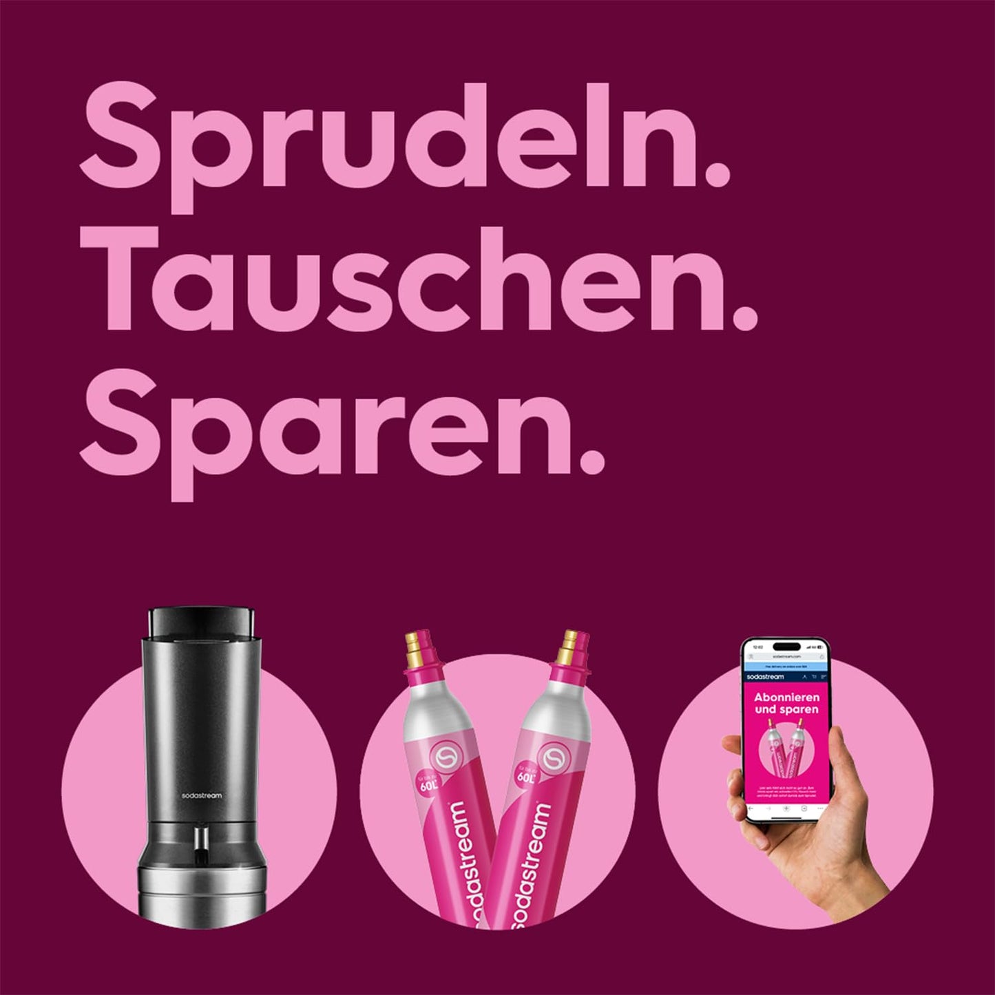 SodaStream Crystal 3.0 soda maker with 2x Quick-Connect CO2 cylinders and 2x glass carafes - 1100462490