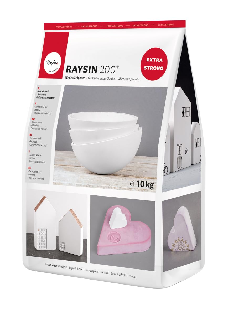 Rayher Raysin 200 casting powder, bag 10 kg, casting compound white, relief casting powder, air-hardening and odorless, 34475102