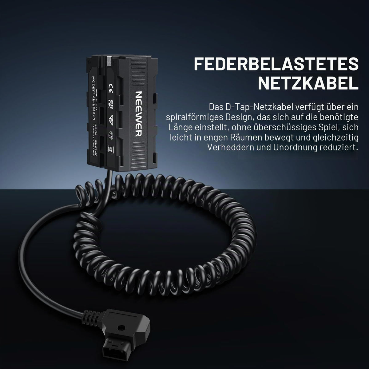 NEEWER Adaptor de baterie dummy dublu față cu display, încărcător splitter D Tap pe USB C, compatibil cu monitorul Atomos Ninja Shinobi, transmisor video DJI SDR, Sony NP-F970/750/550, VP-F550X2