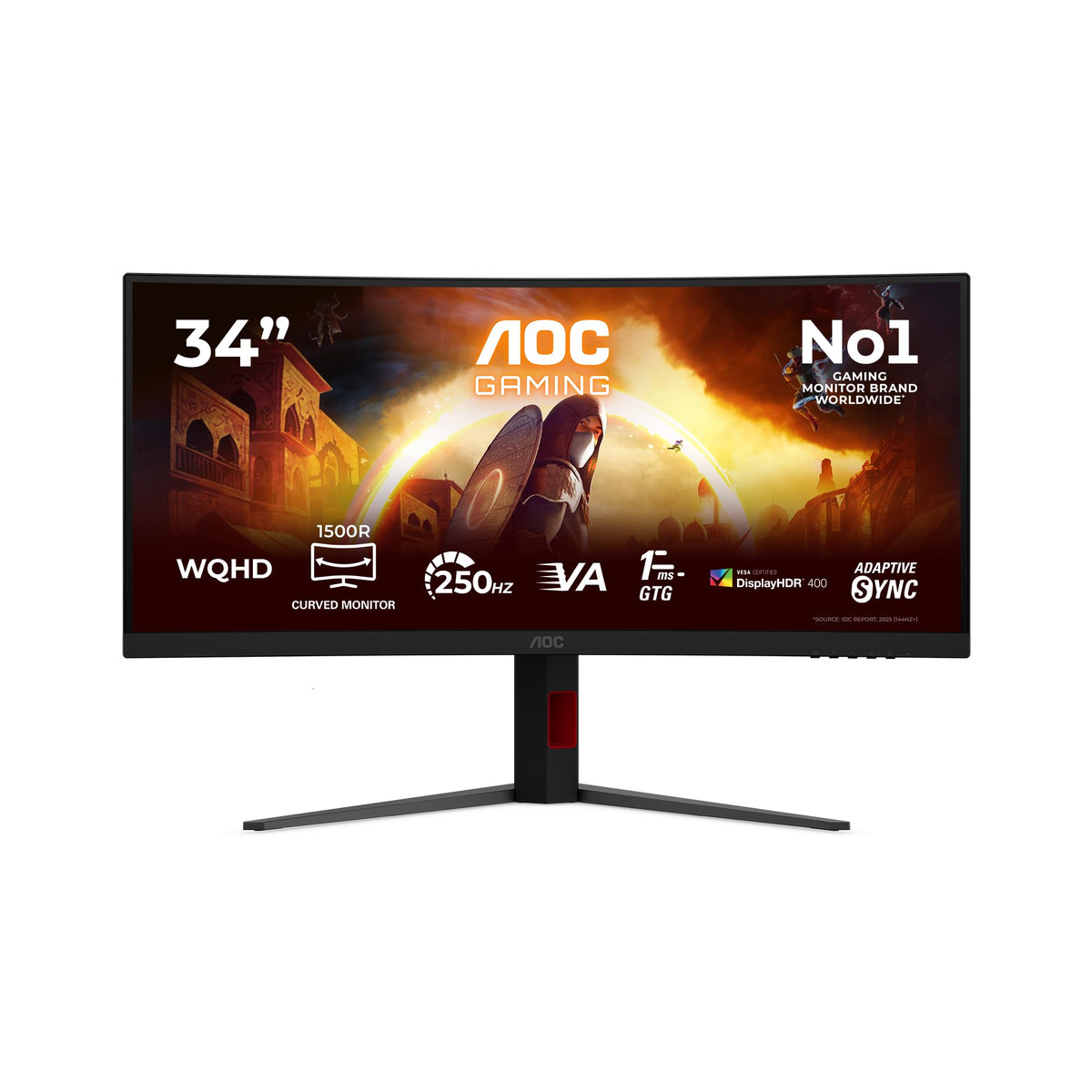 AOC CU34G4ZCA Monitor Curbat de 34 Zoll, UW-QHD, cu Hub USB, 240Hz, Panou Fast VA, 1ms GtG, Adaptive Sync, HDR400, FreeSync Premium, Reglare pe Înălțime, (3440x1440 HDMI 2X 2.1 DP 1x 1.4) Negru