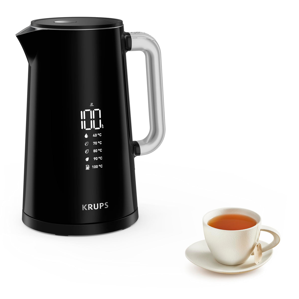 Krups Smart'n Light Fierbător de apă, 5 temperaturi, capacitate de 1,7 litri, interior din oțel inoxidabil, dublu perete, negru, BW801810