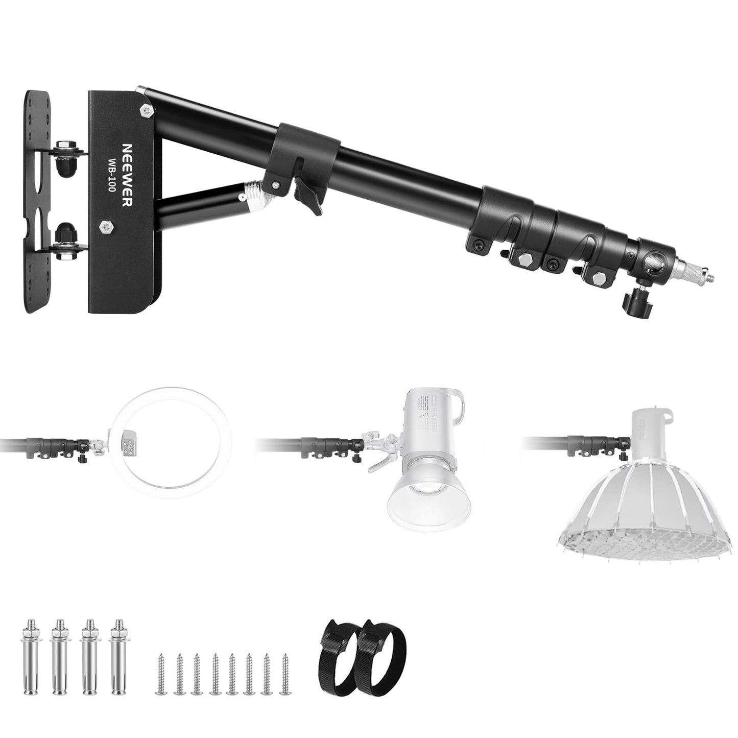 NEEWER Ring Light Wall Mount Boom Arm, 22"-46"/55-116 cm - 10104462