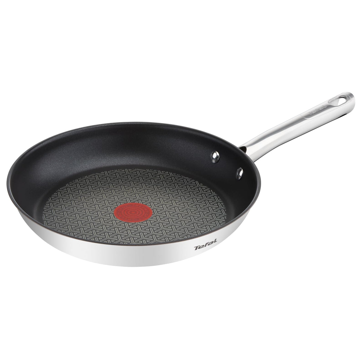 Tefal Duetto pan 24 cm, stainless steel induction pan, secure non-stick coating, Thermo-Signal at ideal frying temperature, healthy cooking, suitable for all types of hobs, A70404