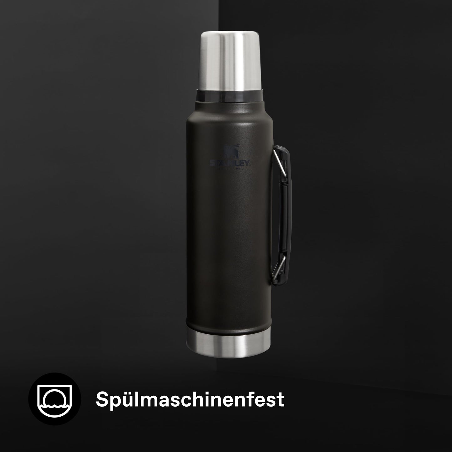 Stanley 1913 Classic Legendary Thermos Bottle 1.4L - Thermos Keeps Hot or Cold for 40 Hours - Stainless Steel Thermos Flask - BPA Free - Dishwasher Safe - Black 2.0 - 100000115849