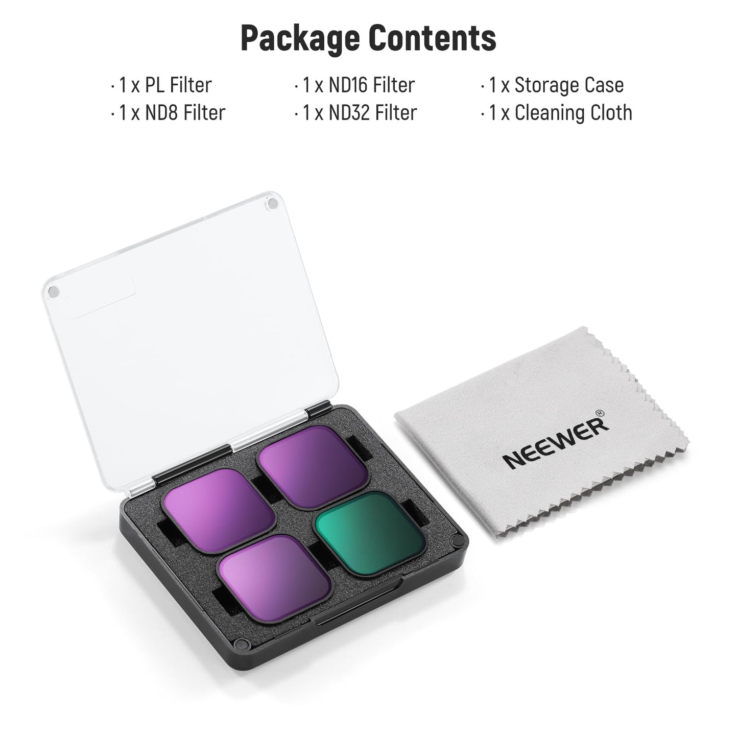 NEEWER PL ND Filter Compatible with GoPro Hero 13 12 11 10 9 Black, 4 Pack PL ND8 ND16 ND32 HD Multicoated Slim Neutral Density Polarizer Lens Filter Kit Action Camera Accessory, FL-GP18 - 10105348