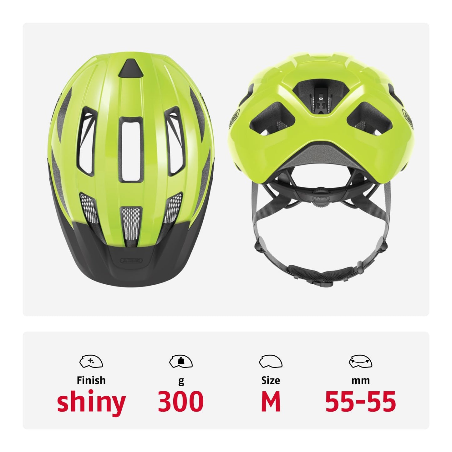 ABUS 87230 Bicycle Helmet, Yellow (Signal Yellow), M (52-58 cm)