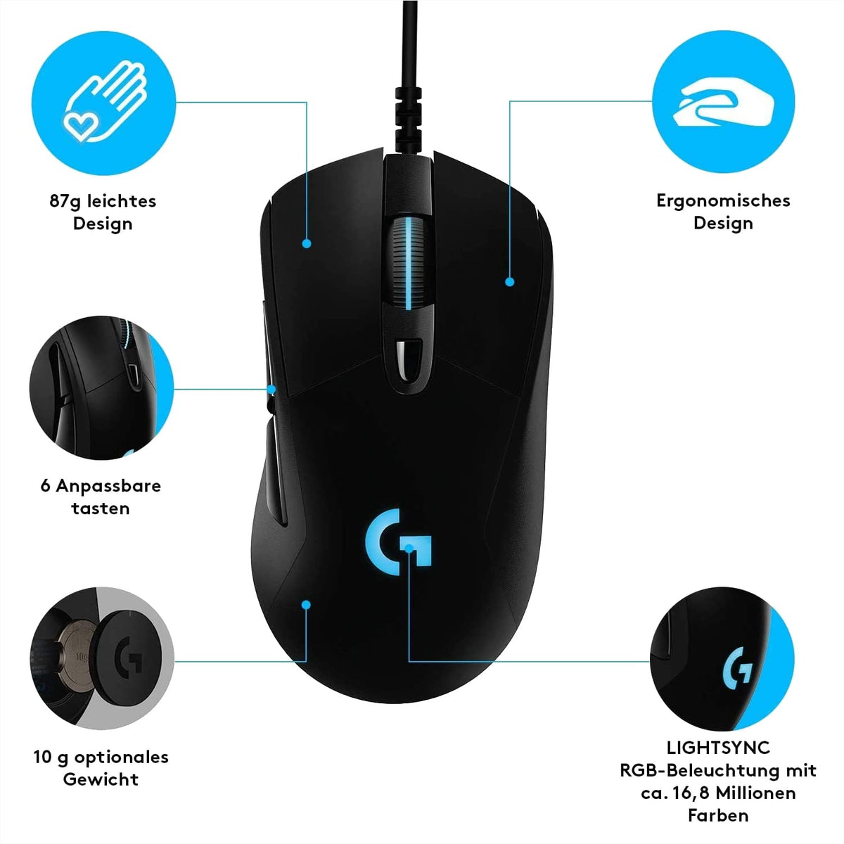 Logitech G G403 Hero Gaming Mouse 25K DPI Sensor - 910-005632
