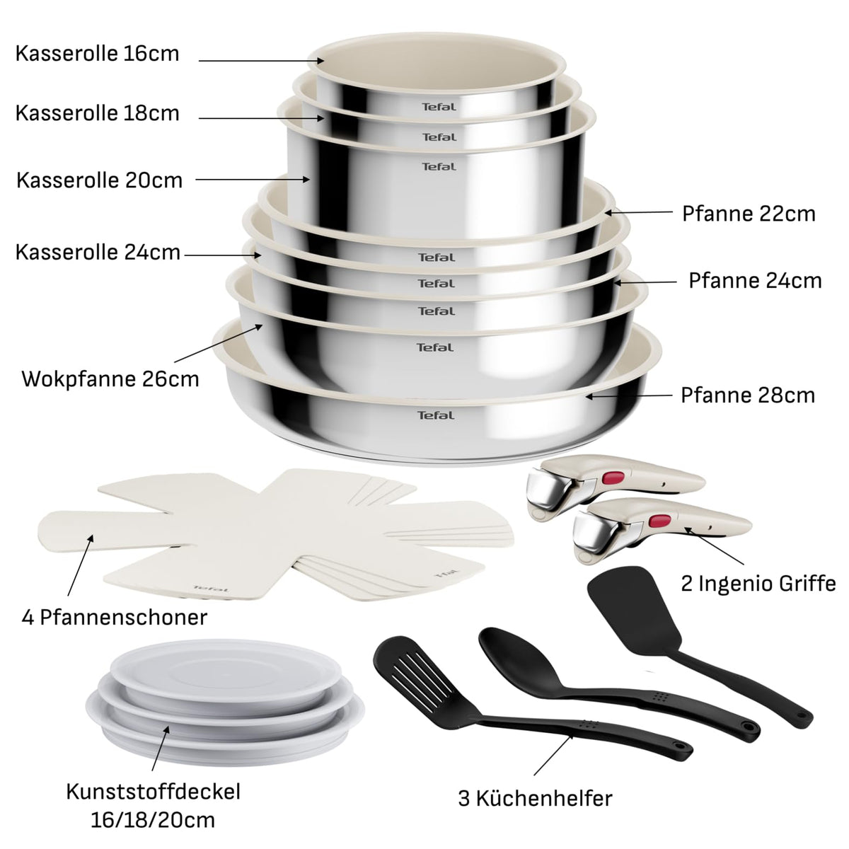 Tefal Ingenio Comfort Max 20-piece Ceramic Cookware Set - L885SK44