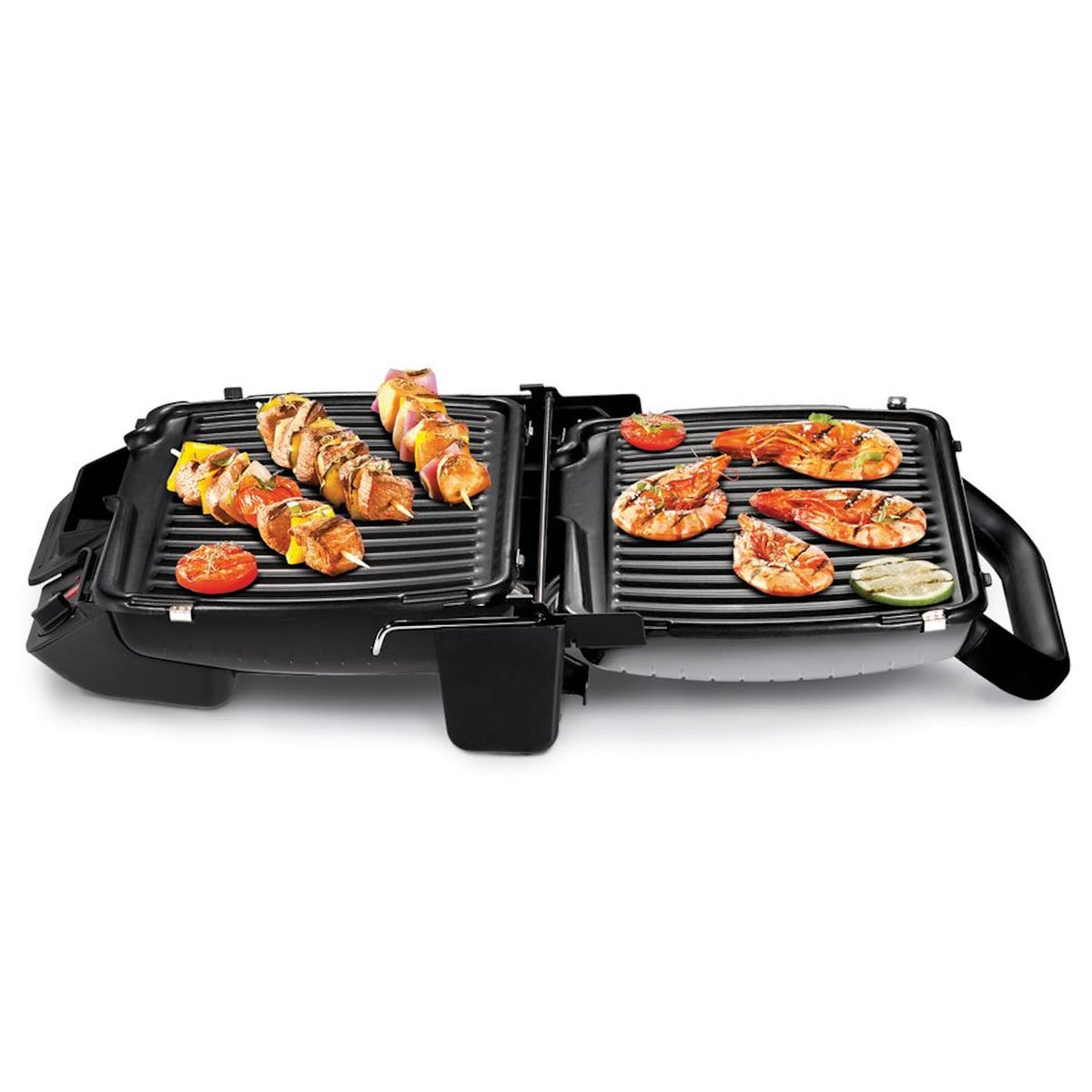 Tefal 3in1 Grill de contact, cu funcție de gratinare, suprafață dublă de grătar când este deschis ca grătar de masă/BBQ, Sandwich, Steak, Panini, termostat reglabil, antiaderent, Gri, GC3060