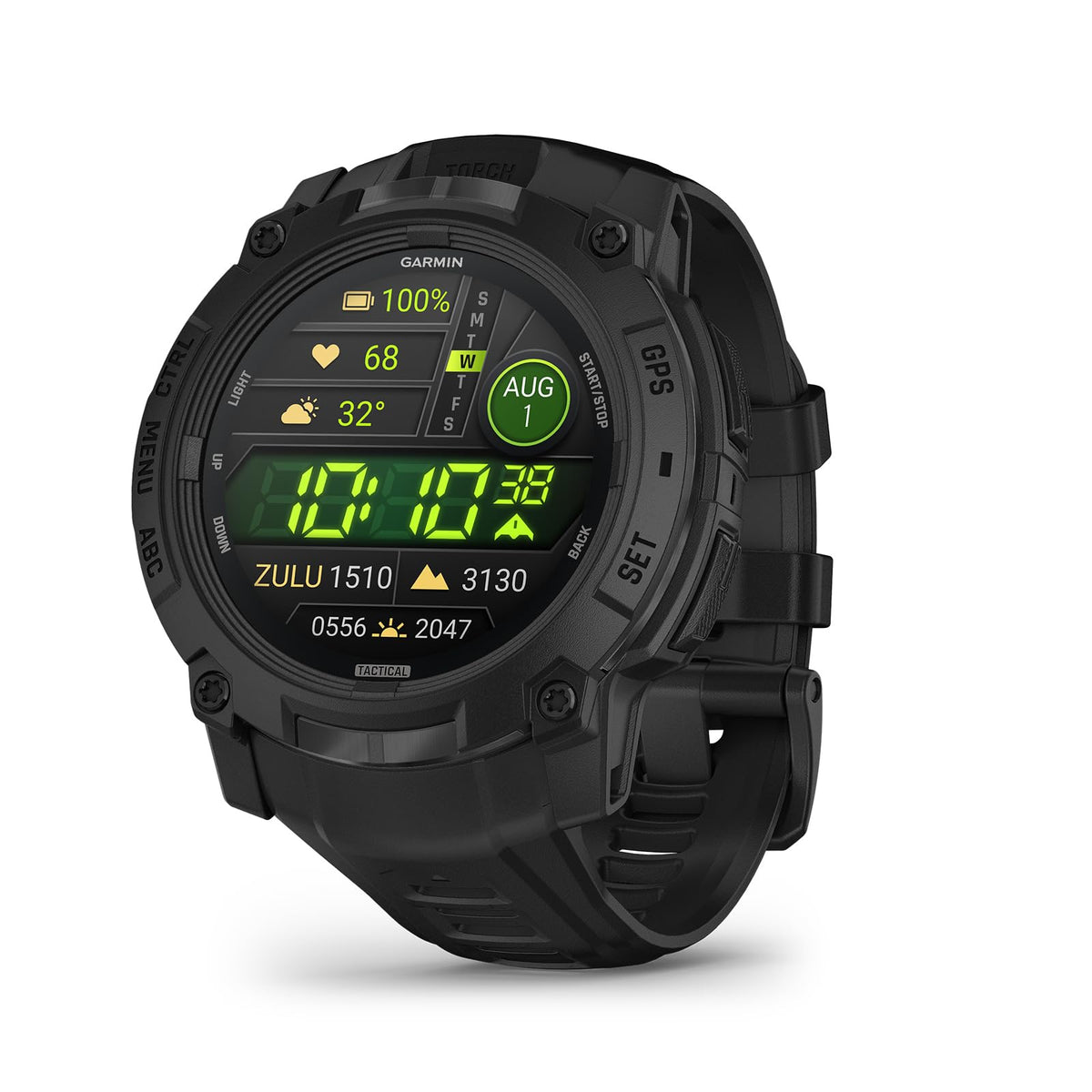 Garmin Instinct 3 Tactical 50mm AMOLED – Ceas inteligent GPS pentru multisport, display AMOLED de 1,3", autonomie a bateriei de până la 24 de zile, peste 80 de aplicații sportive, funcții tactice, recepție multi-satelit, lanternă LED - 010-03020-50